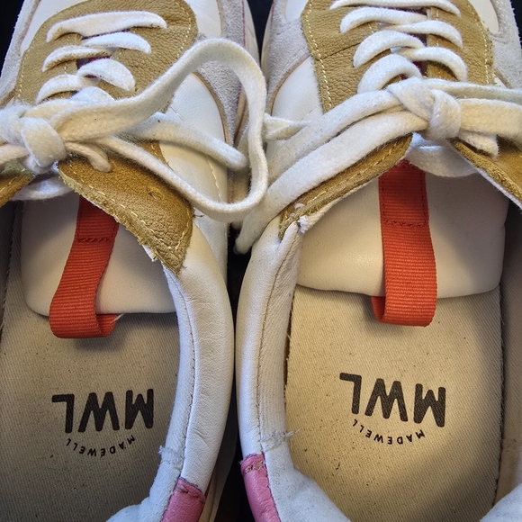 Madewell MWL Colorblock Leather Sneakers – White Pink Yellow Red NC294 - Picture 5 of 7
